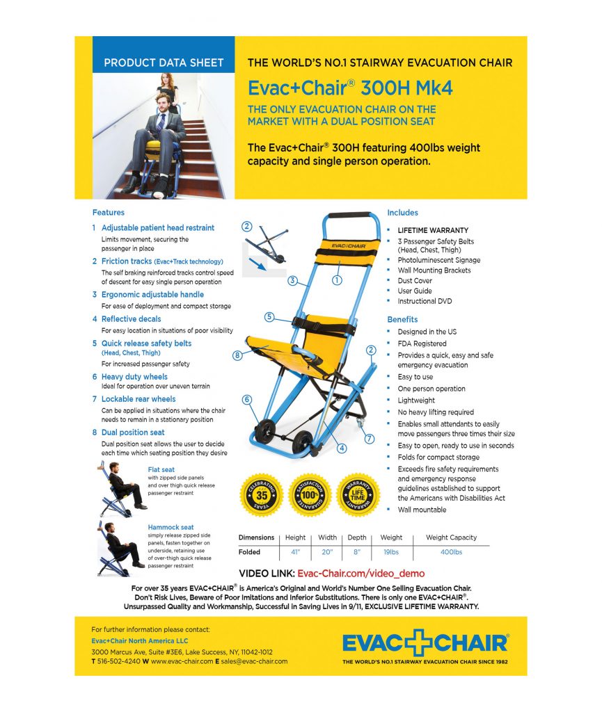 Evac+Chair 300H Lightweight Emergency Stair Chair